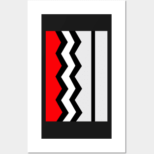 Abstract, geometric, zigzag, strips - red, black and white. Posters and Art